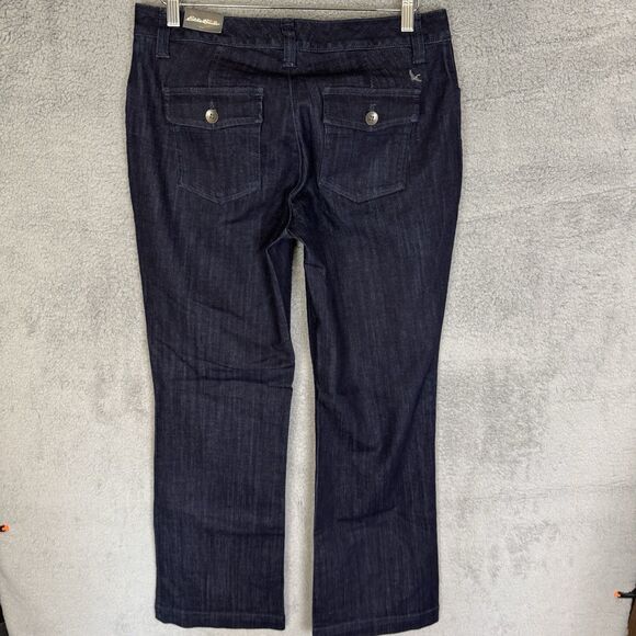 Eddie Bauer Jeans Women’s 10 Blue Trouser Denim Stretch Dark Wash NWT - Picture 7 of 11